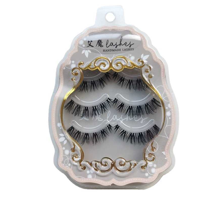 Dense curled single line thin stem transparent stem fake eyelashes whole 3D layered elongated tail of the eyes imitating mink fur W250324