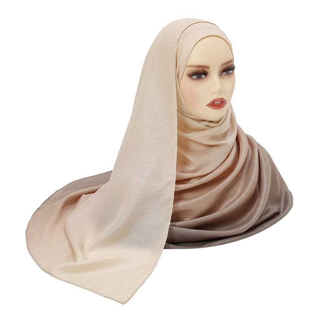 Rimaire Polter Muslim Headscarf for Wan Islamic Jersey Gradient Color Scarf 180 * 85cm Light and Bright Scalp X250324