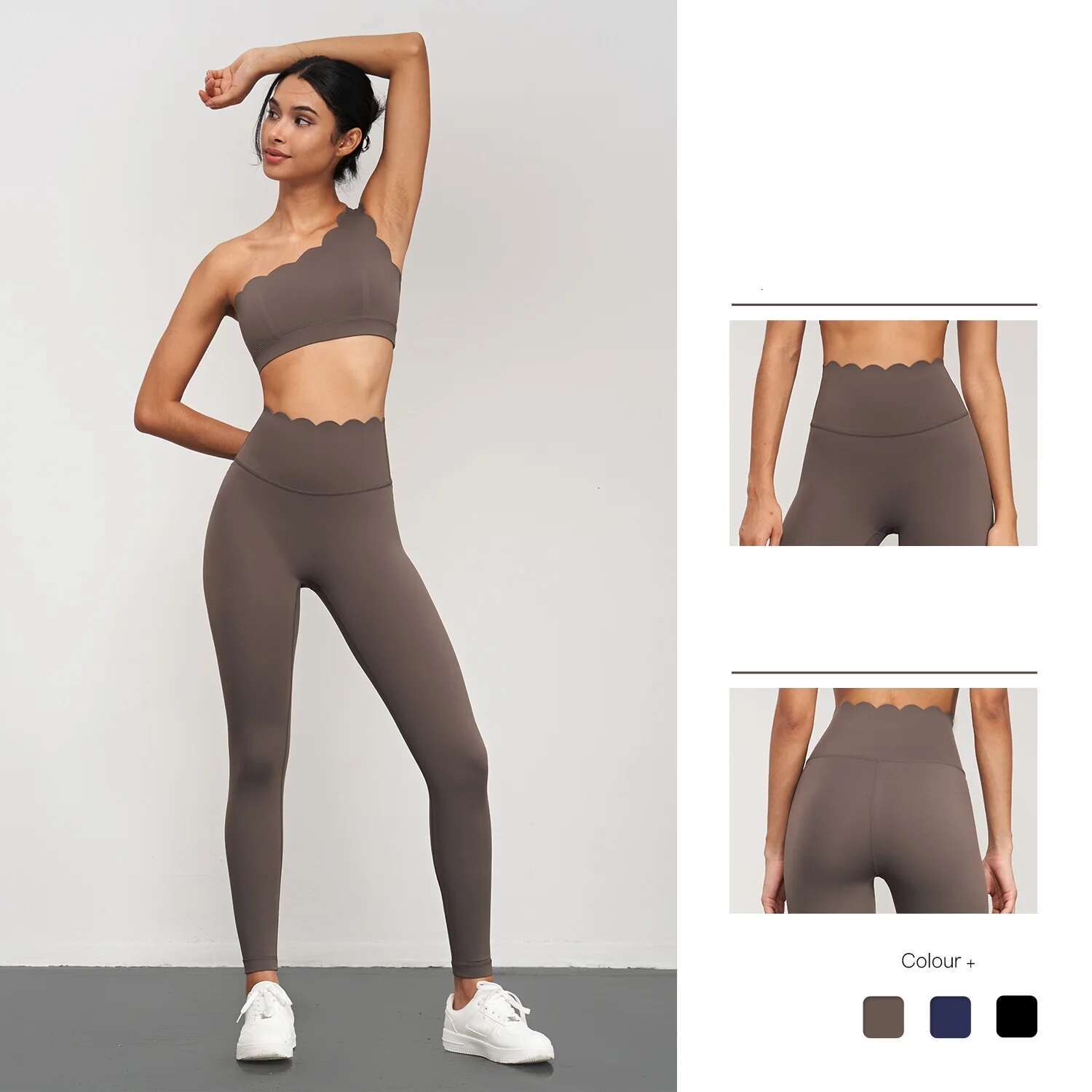 Sexy Solid Color Soft Gym Yoga Set Women Suit High Waist Legging Single Room Petal Sports Bra 2Pc Workout Comprehensive Training