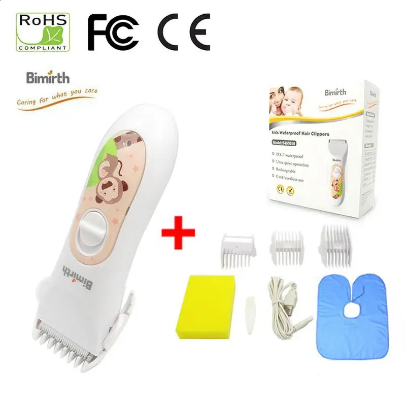 Mute Kids Hair Trimmer Waterproof USB Rechargeable Professional Haircuts Hair Clipper For Baby Children Kids Use Hair Cutting 250303