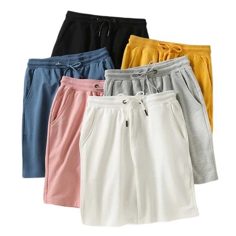 Summer Cotton Men Shorts Solid Color Sweat-absorption and Breathable Casual Panties Keen-Length Size M to 5XLT250324