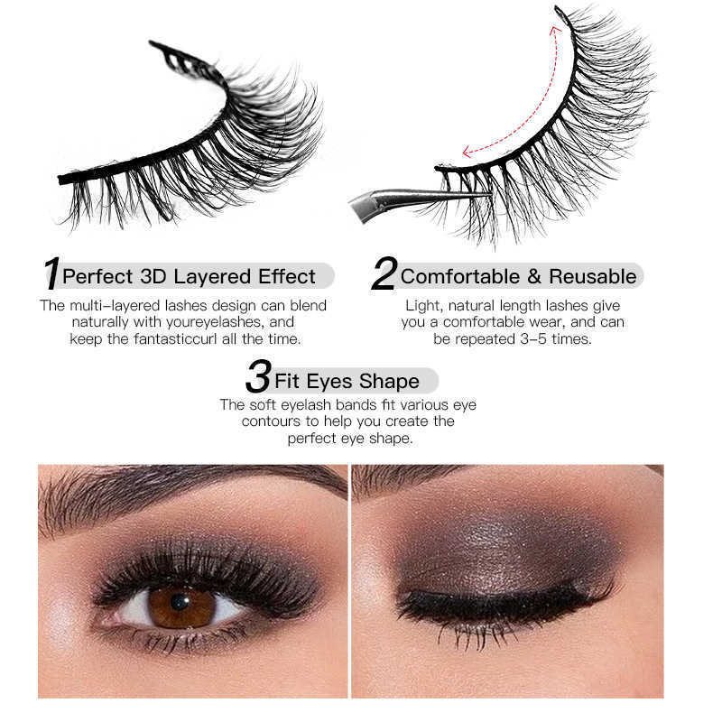 10 pairs of mixed synthetic false eyelashes naturally thick eyelashes multi-layered three-dimensional curling and curling W250324