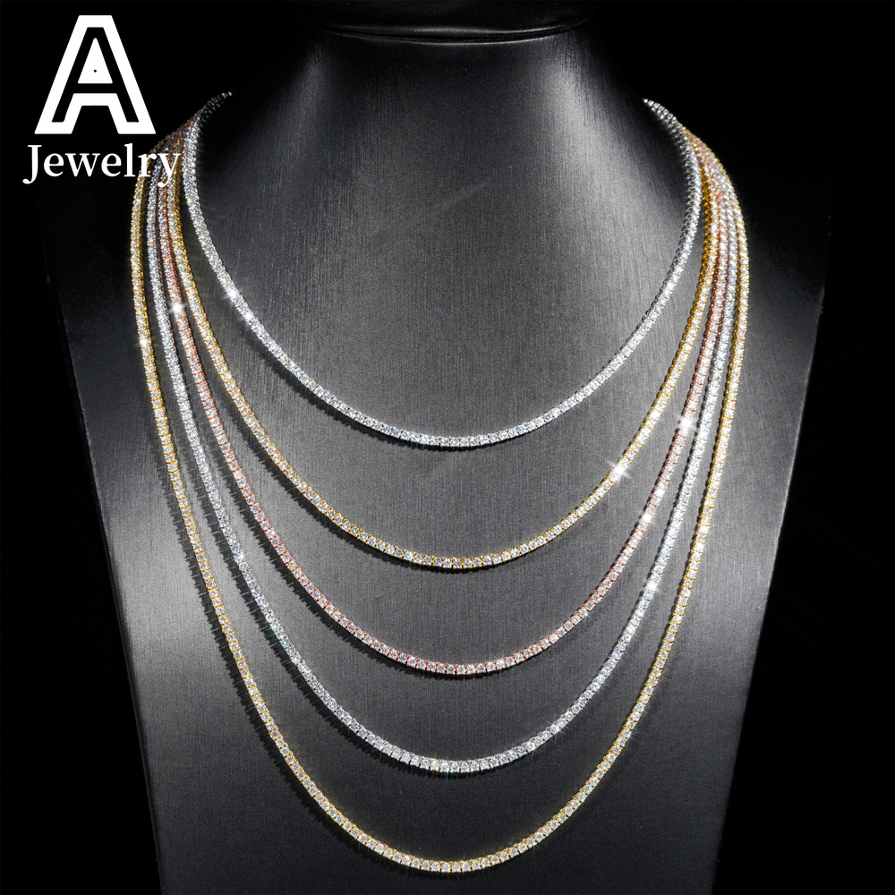 Pass Diamond Tester GRA Certificate 2MM Hip Hop Tennis Necklace Bracelet 925 Sterling Silver VVS Moissanite Tennis Chain