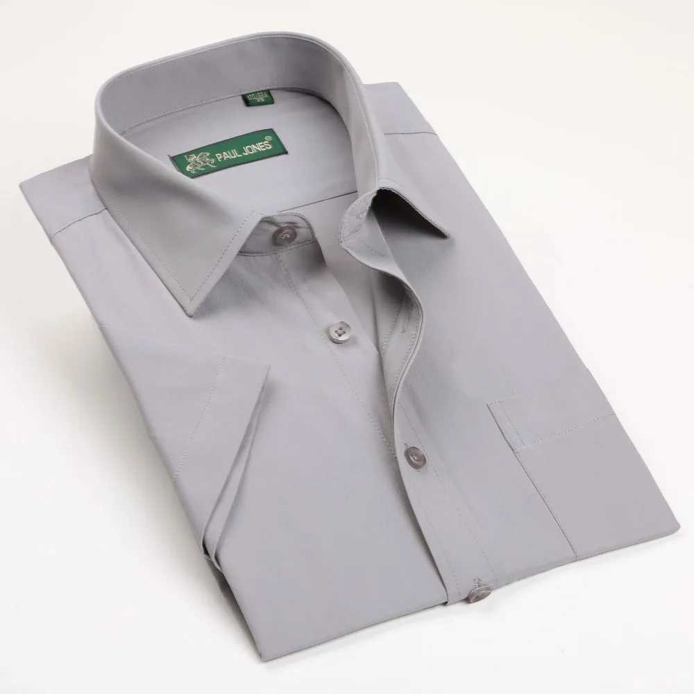 Mens short sleeved solid dress ultra-thin suitable for non-ferrous work shirts formal business social shirts easy to care for and maintain X250324