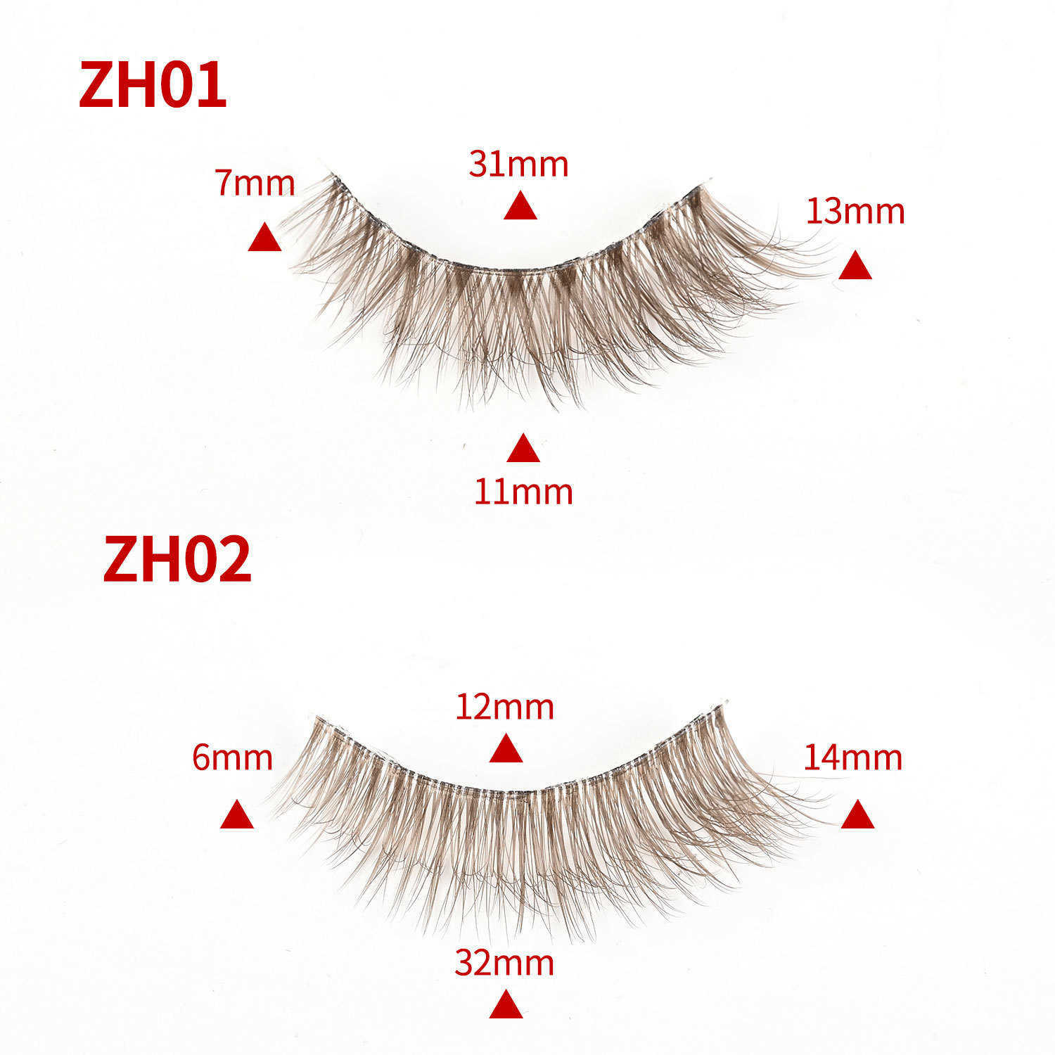 Meiyia New Product Multi Pair Chemical Fiber Eyelash 3D Curling Brown Eyelash Transparent Stem Colored Eyelash W250324