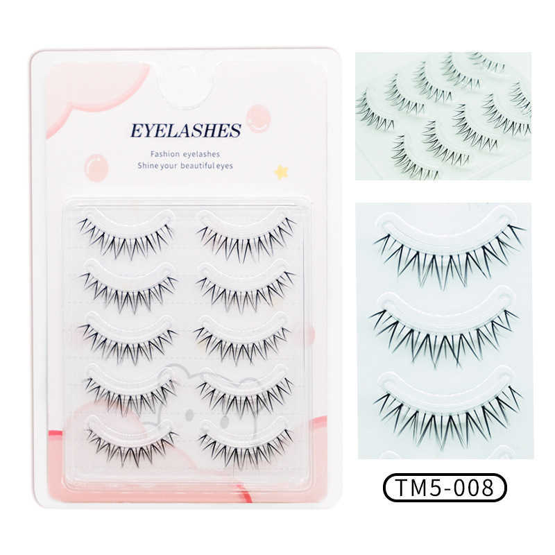 Domestic 5 pairs of transparent stem fake eyelashes simulate natural daily wear of fake eyelashes W250324
