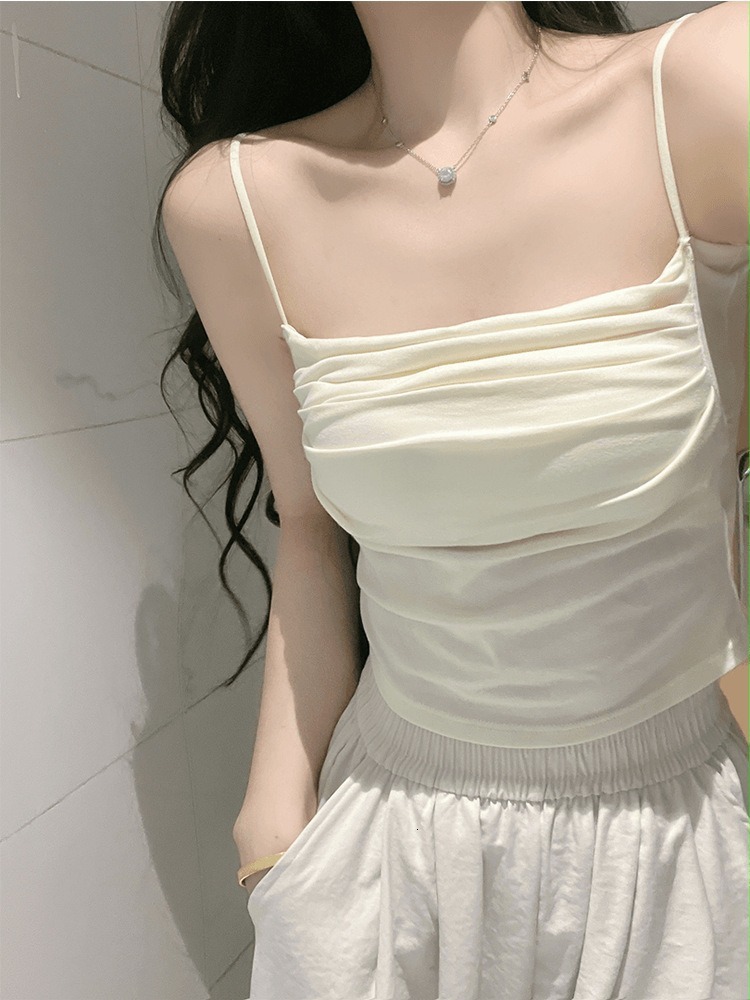 Pure Desire, Sweet And Spicy Pleated Cup Camisole With Cushion Vest Slimming Spicy Girl Beautiful Back Lingerie Inner Layer Strapless Wrapped Around