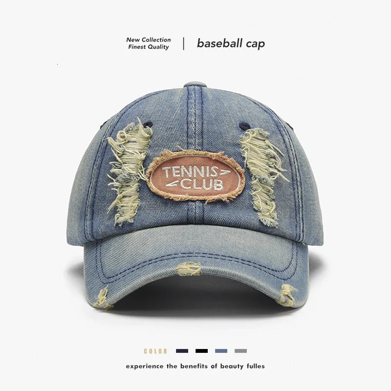 Hole Washed Soft Top Letters Fashion All-Match Men Baseball Cap Outdoor Windproof Breathable Womens Peaked visors 250320