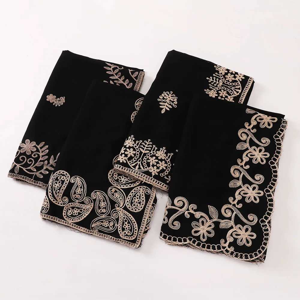 New embroidered headscarf Wenfu elegant floral long scarf wrapped in Bandana Muslim headscarf shawl for travel 190 * 70 X2503241