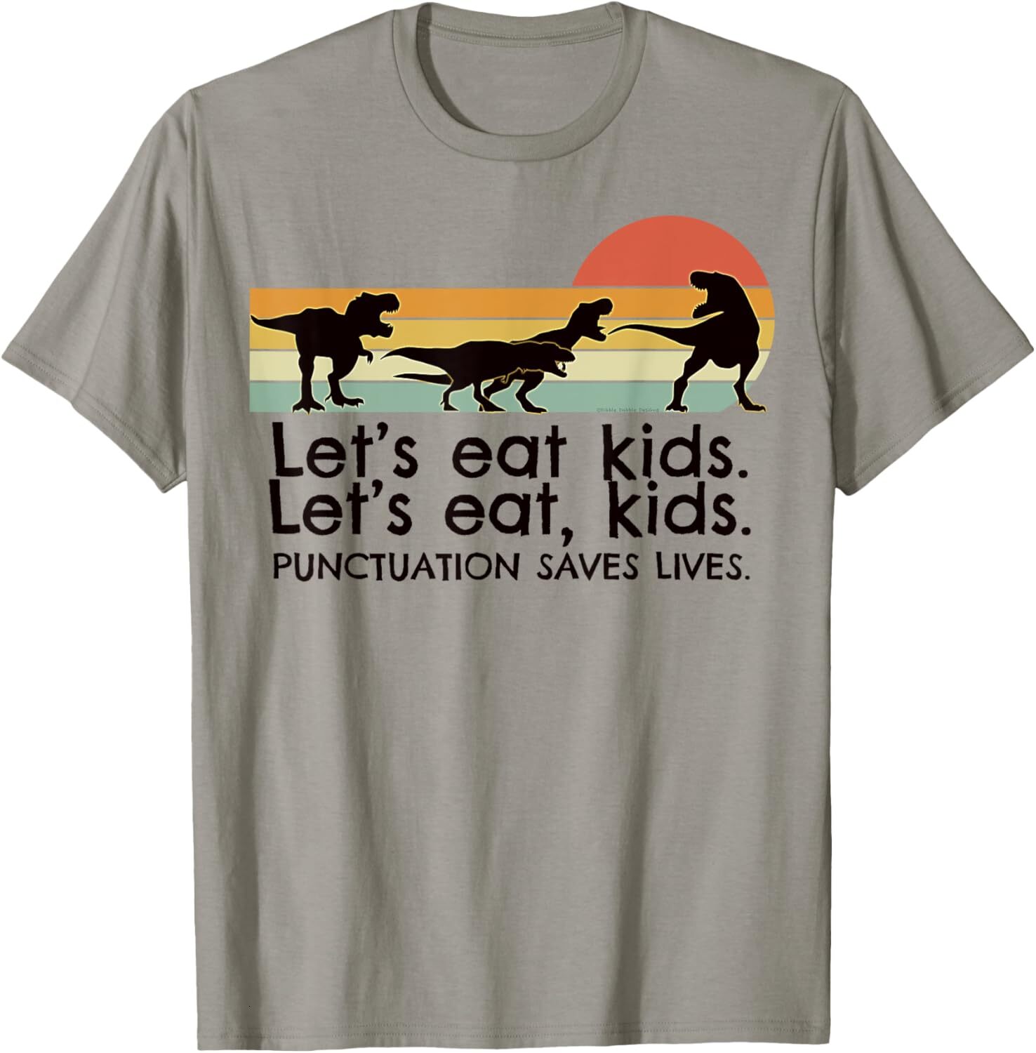 T shirt for Mens Funny Dinosaurs Lets Eat Kids Punctuation Saves Lives Graphic Tee Casual Tops Clothes Short sleeve