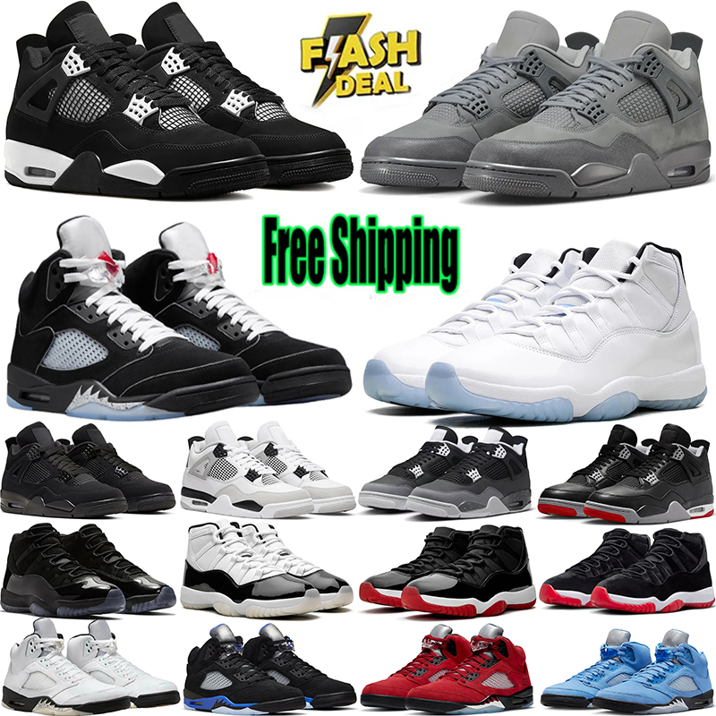 Free Shipping 4 5 11 Basketball Shoes Men Women Sneakers 4s White thunder Bred 11s Cool Grey 5s Black Metallic Reimagined Mens outdoor Sports Trainers