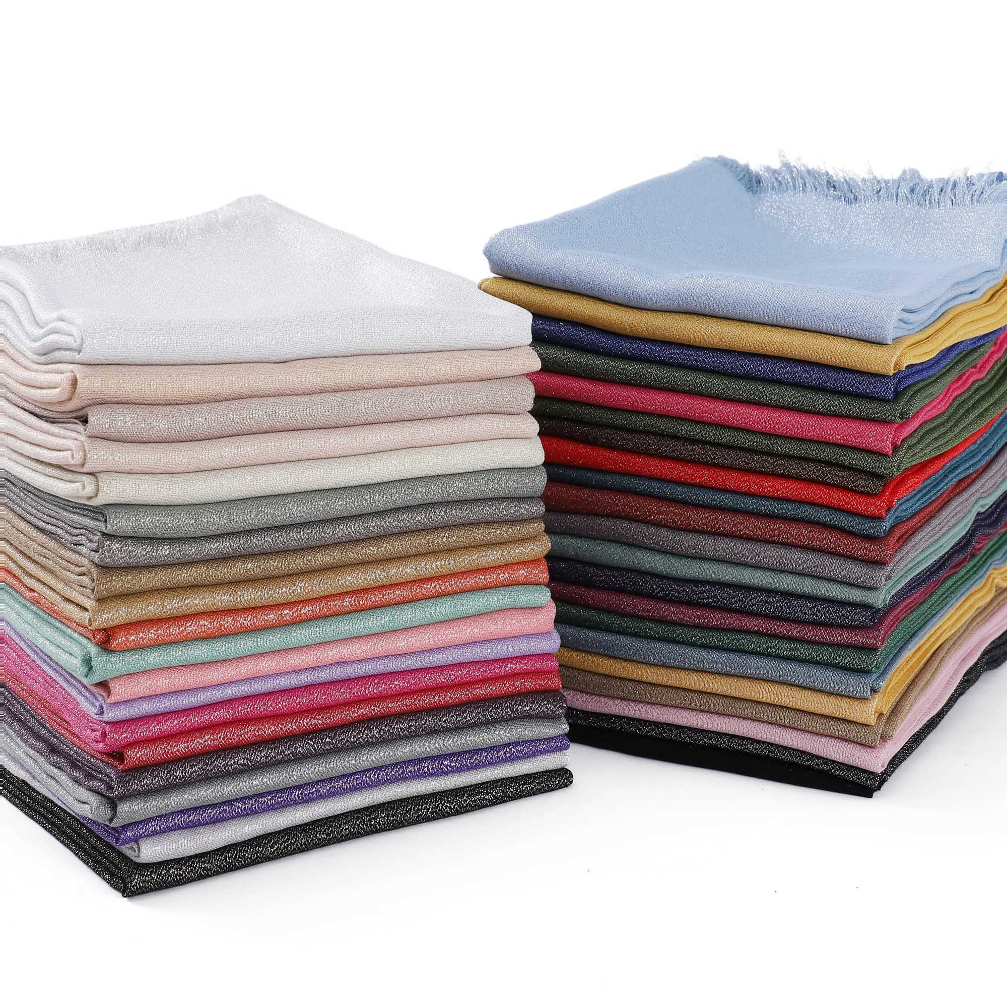 Latest Scarf Shining Solid Color Shawl Rayon Fabric Gold Silver Shawl Edge Headscarf X250324