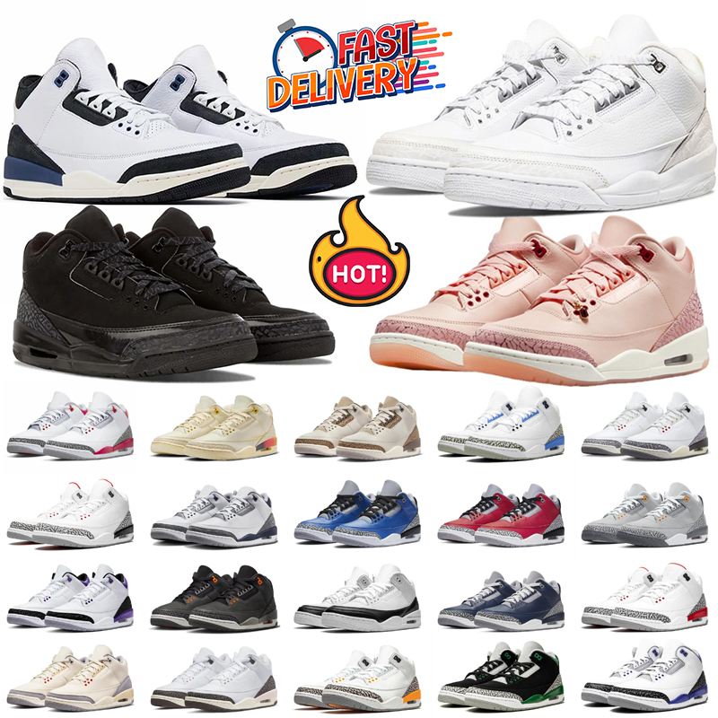 Men 3s Basketball Shoes UNC Pine Green Black Cement Racer Blue Fire Red Court Purple Cool Grey Laser Orange Katrina Mens Sneakers Sports 36-47