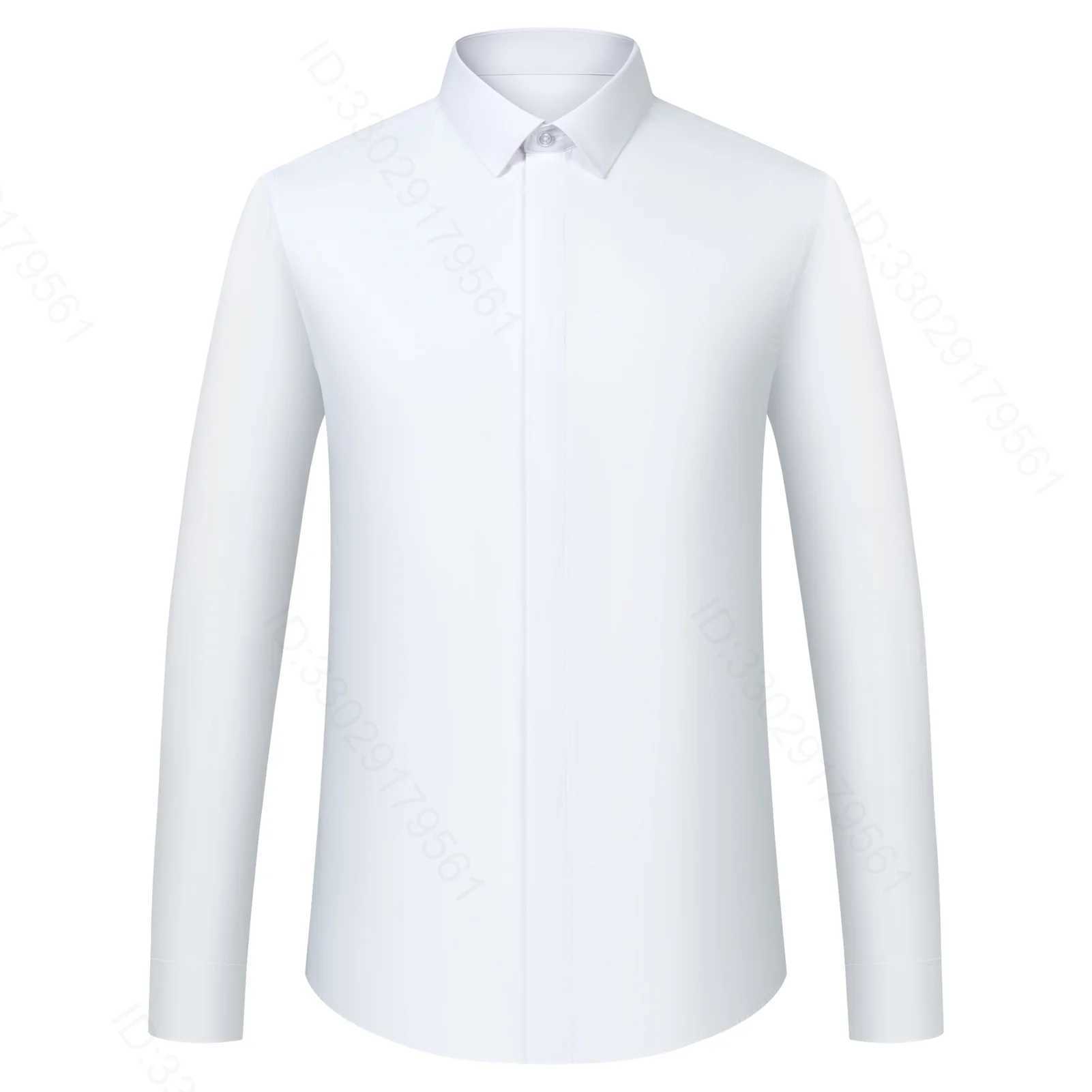 Mens Classic French Cuff Solid Dress Shirt Front Grid Formal Business Standard Fit Long Sleeve Office White Shirt X2503241
