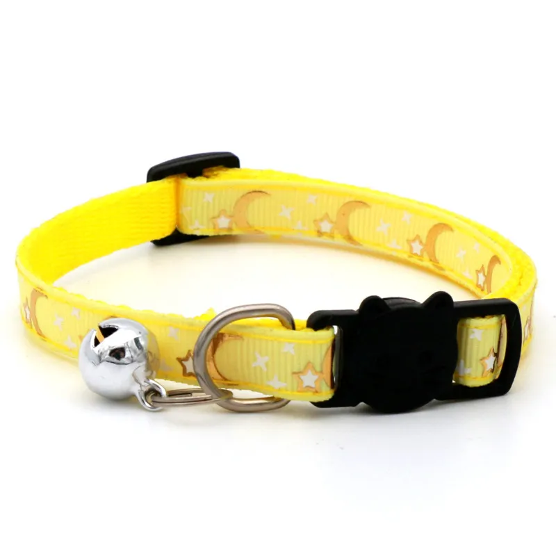 New Pet Supplies Hot Stamping Moon Star Cat Collar Dog Collar Cat Buckle Gold Detachable Reflective Dog Safety Buckle Collar Wholesale Adjustable LL