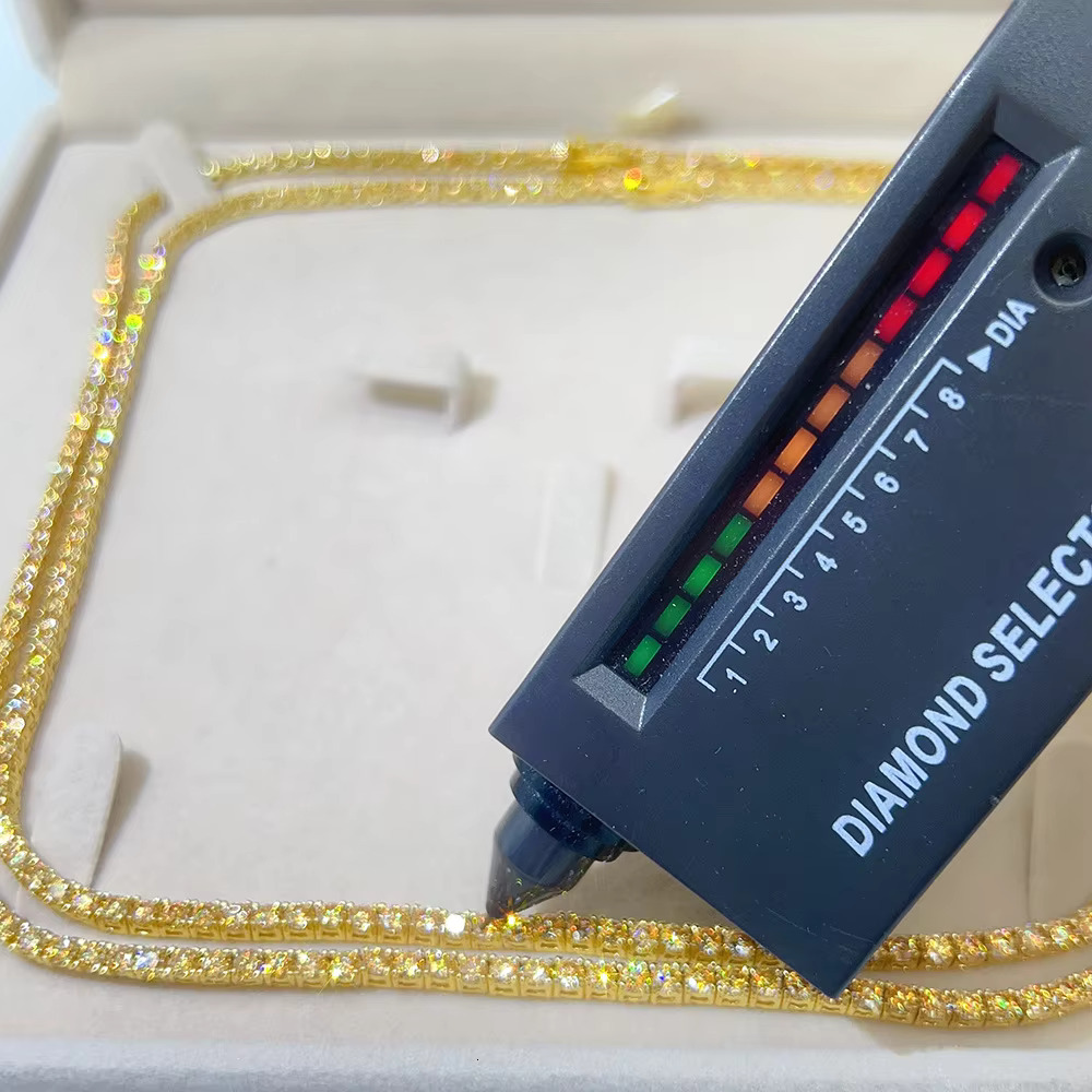 2-6.5MM Width Full Size Diamonds Tennis Chain Hip Hop S925 Sterling Silver VVS Moissanite Diamond Gold Tennis Chains for Men