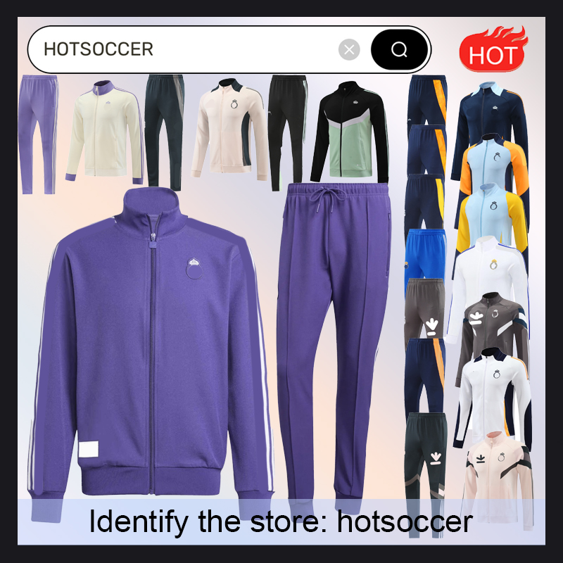 25 26 Madrid Purple Long sleeves Retro football culture racksuit Training jackets men and jacket football sportswear set TRACKSUIT Madrid sportswear