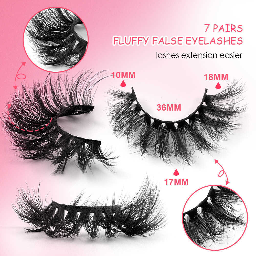 New product 7 pairs of imitation real and fake eyelashes multi-layer thick curled daily enlarged eyelashes for both eyes W250324