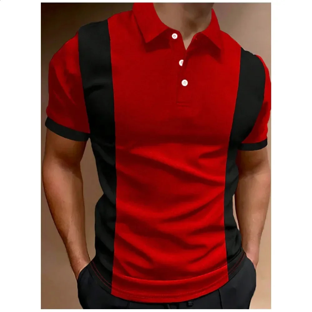 Fashion Mens Polo Shirt 3D Thin Line Stripe TShirt Top Summer Short Sleeve Colorful Pattern Tee Casual Male Clothes 250311