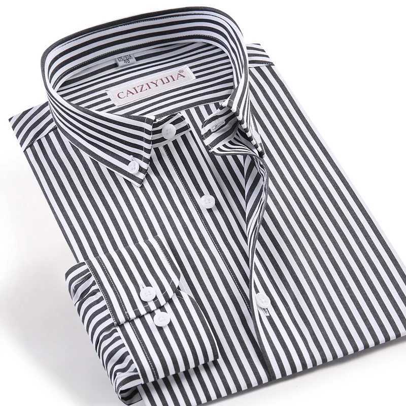 Mens long sleeved needlepoint striped dress with high-quality pocket free design ultra-thin fit casual button down easy to care cotton shirt X250324
