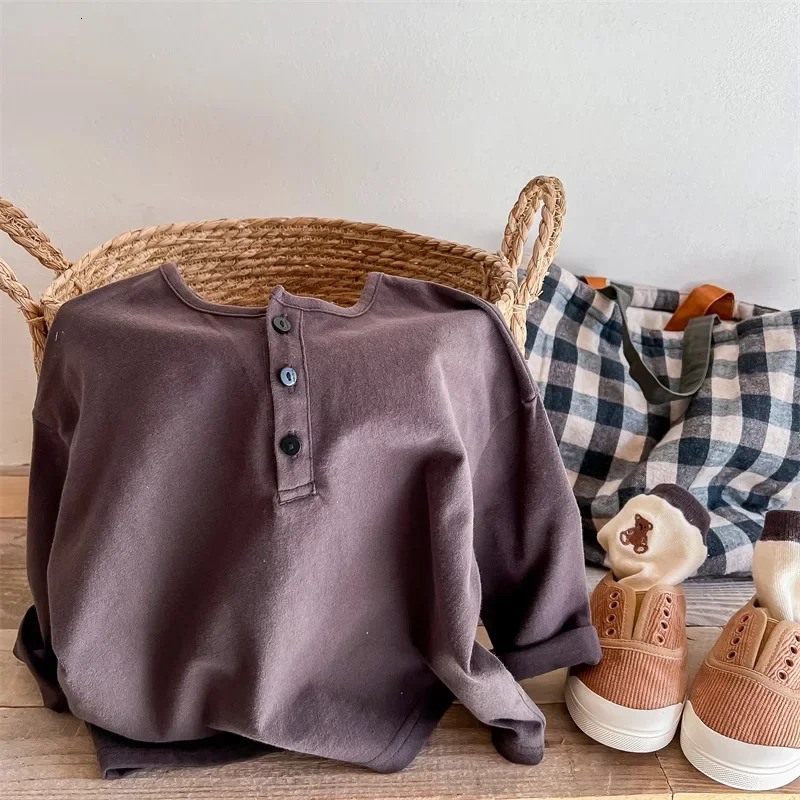 Autumn T-shirt for Boys and Girls Long Sleeve Base Shirt Letter Printed Cotton Casual Japanese and Korean Top Kids Clothes 250322