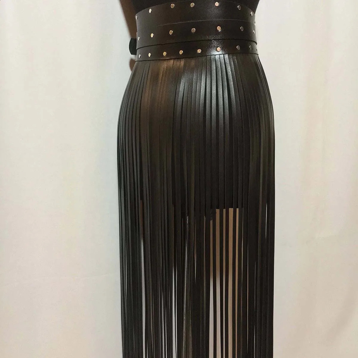 Women Sexy Leather Harness Waist Belt Tassels Leather Skirt Punk Goth Cowboy Girl Wild Holiday Style Attire Clothing Accessorie 250318