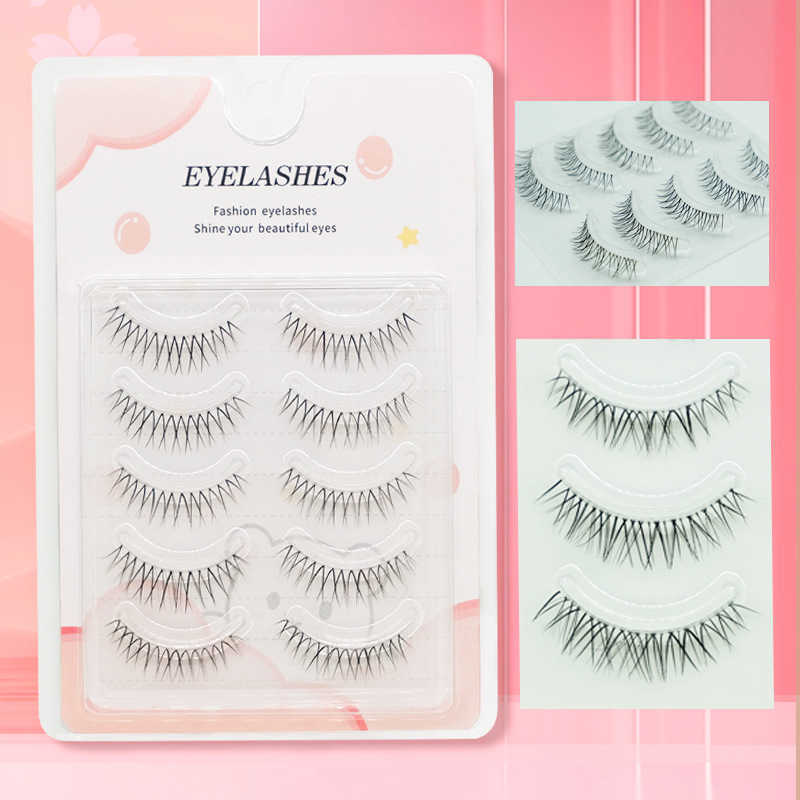 Domestic 5 pairs of transparent stem fake eyelashes simulate natural daily wear of fake eyelashes W250324
