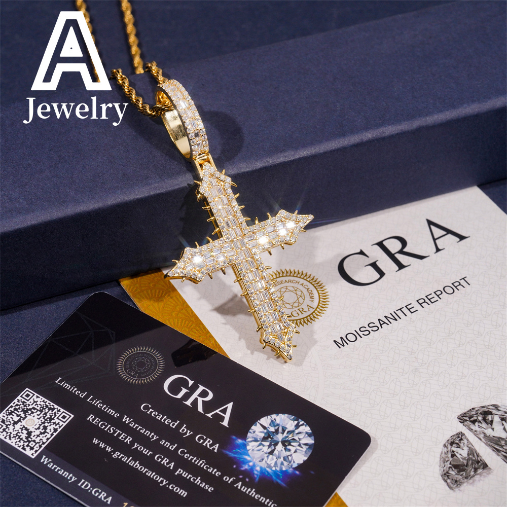 Ready to Ship Hip hop cross pendant 925 sterling silver moissanite pendant iced out shining cross pendant