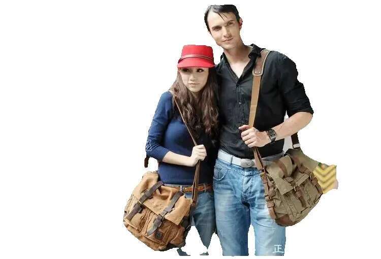 Men's Women's Casual Vintage Canvas Leather Cotton Rucksack Mountaineering Messenger School Shoulder Bag