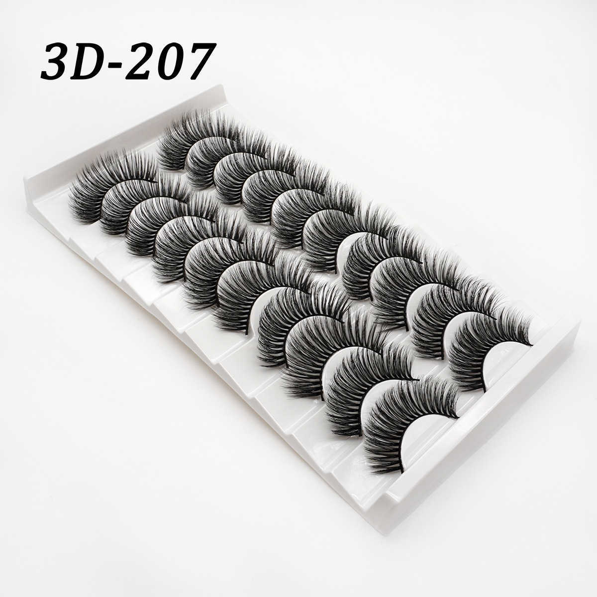 Style 10 pairs of fake eyelashes thick eyelashes natural extension curling one piece fine stem W250324