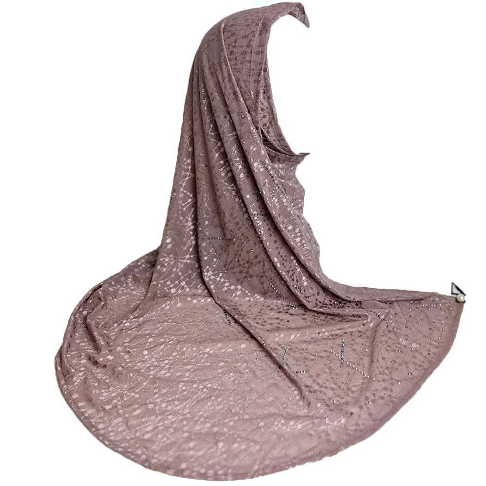Hot Diamond Muslim Wen Instant Headscarf Long Scarf with Hoop Needleless Scarf Flash Headscarf Islamic Tassel Packaging Stopper X250324