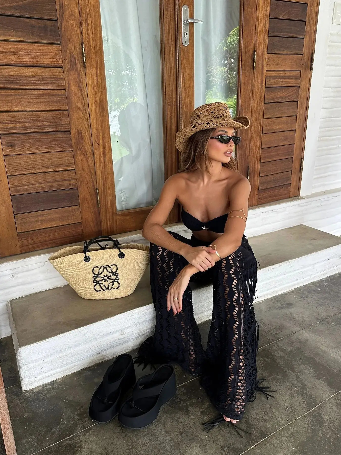 2025 3pack Bikini Swimsuit With Cover Up Pants Swimwear Women Knot Bathing Suit Bandage Bikini Set Swimming Suits Biquini 250324