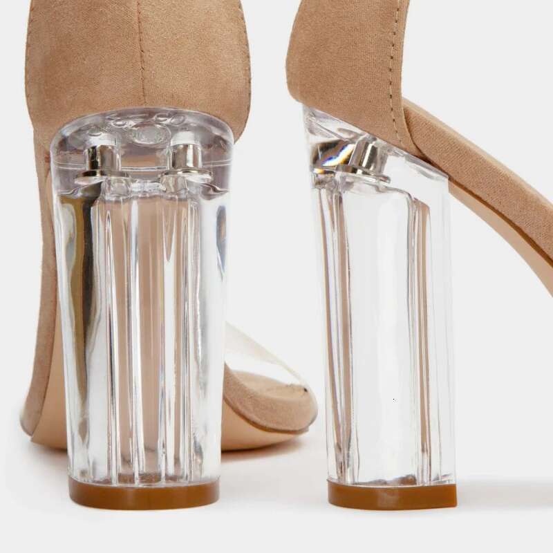 Sexy High Heel Shoes Summer Open Toed Women Sandals square transparent heel sandalias de mujer verano Big Size