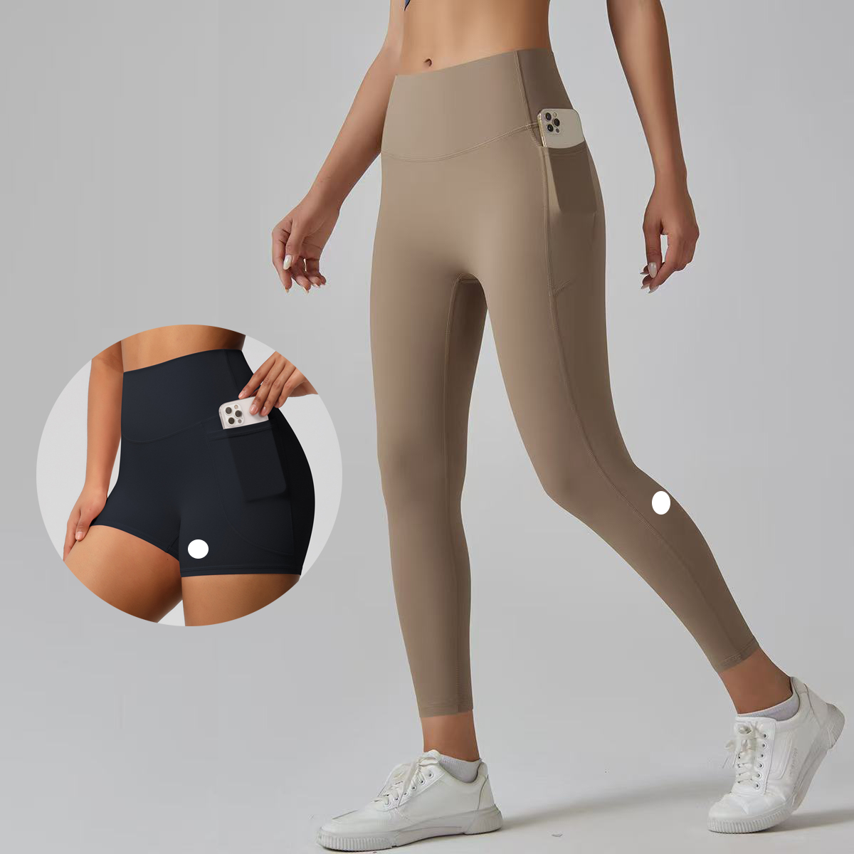 Women Yoga side pocket Leggings Pants shorts Fitness Gym Push Up Exercise Running With Seamless Peach Butt Tight Pants