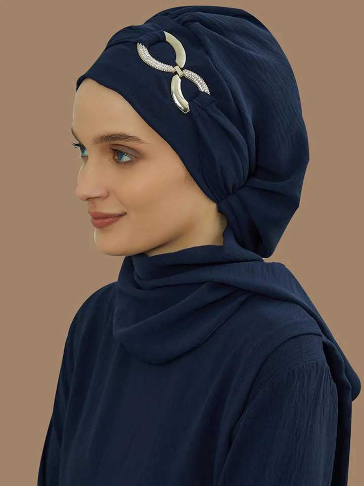 Instant Turban Scarf Turbans Headscarf Wen wear with unique accessories metal buckle design X250324