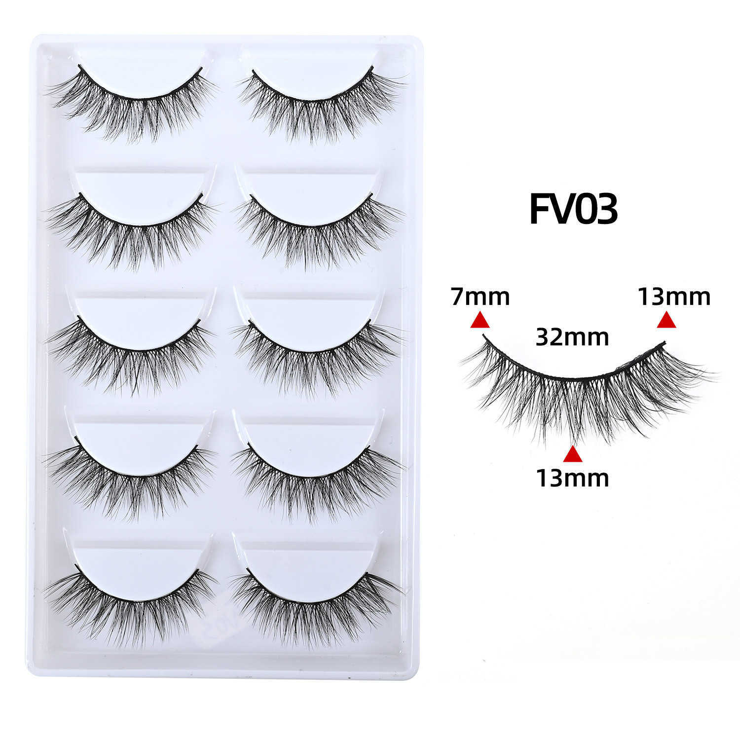 New set of five pairs of false eyelashes thick and curled one piece handmade three-dimensional eyelashes W250324