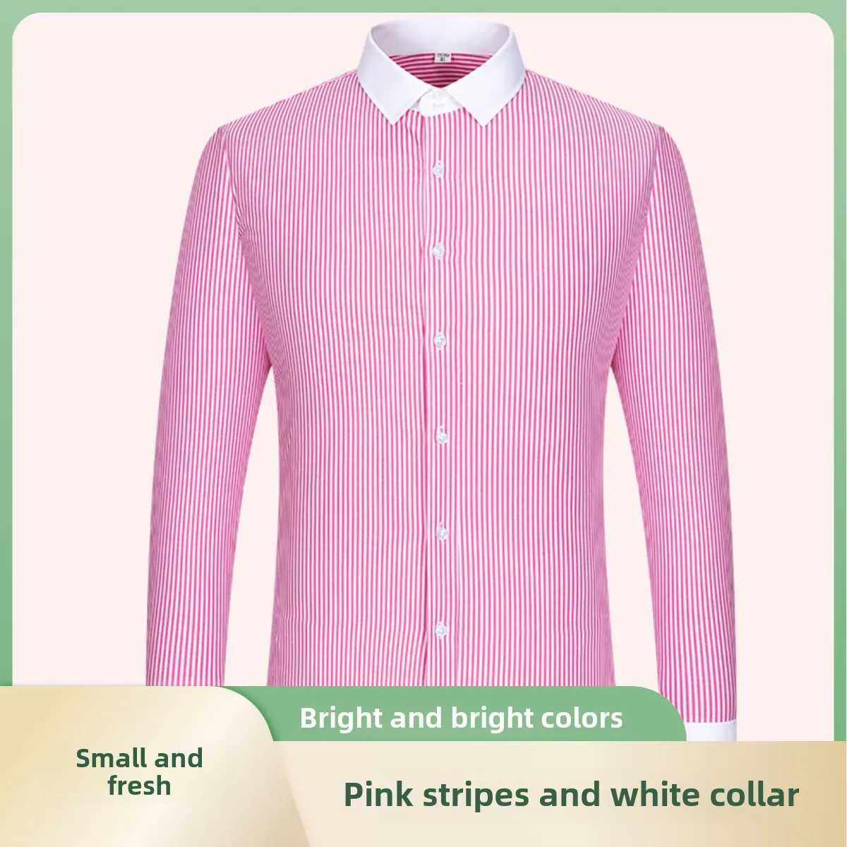 2025 mens French cufflink shirt ultra-thin fit color collar business dress mens long sleeved striped shirt collar X250324