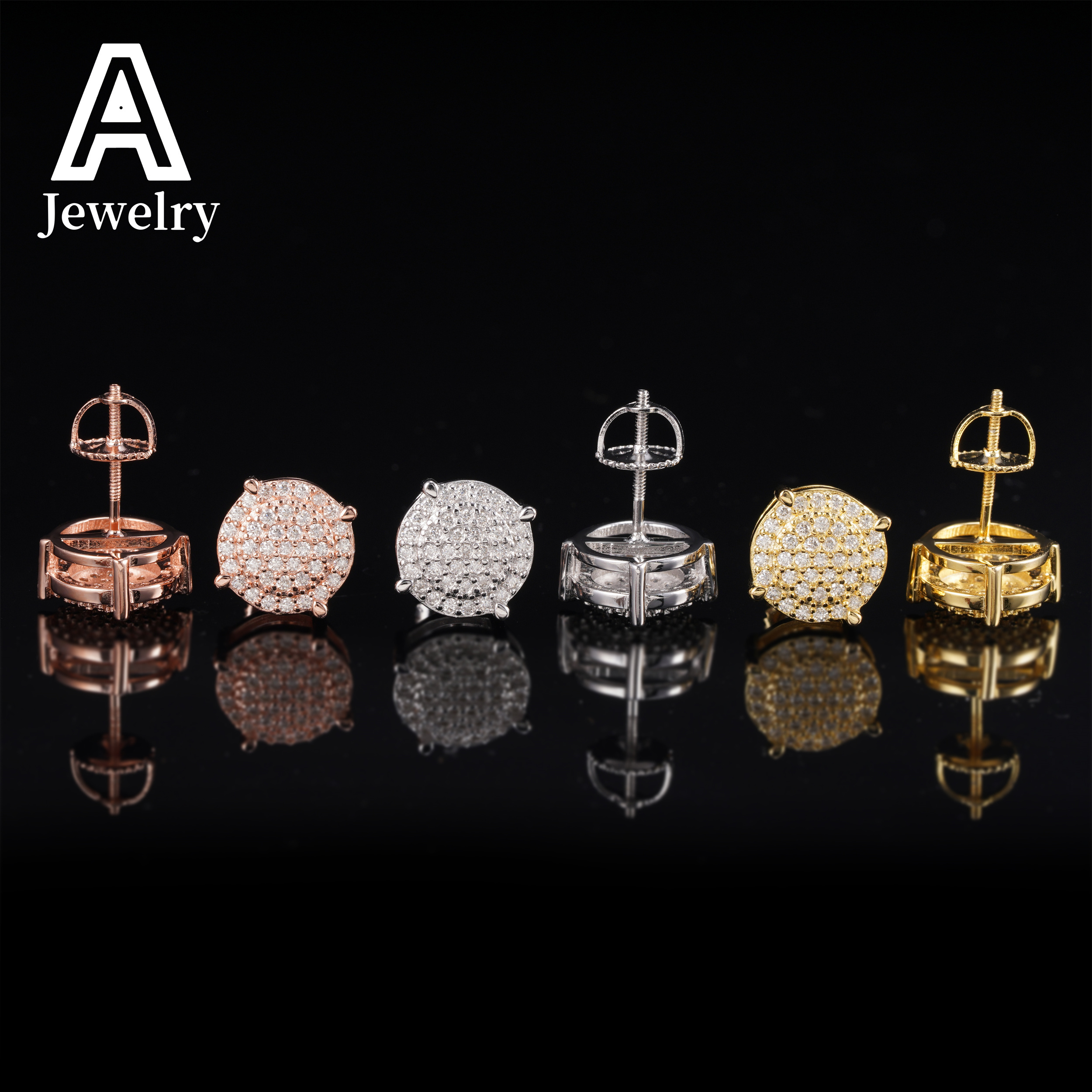 Pass the Diamond Tester Euro-American 925 sterling silver D color vvs Moissanite jewelry earrings classic Hip hop earrings