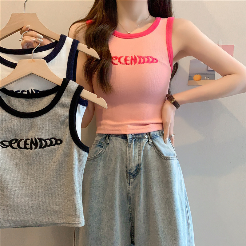 Suspended Vest For Women's Inner 2025 Summer Short Style With Exposed Navel Stylish And Slim Fitting Spicy Girl's Outer Wear Sleeveless Stud