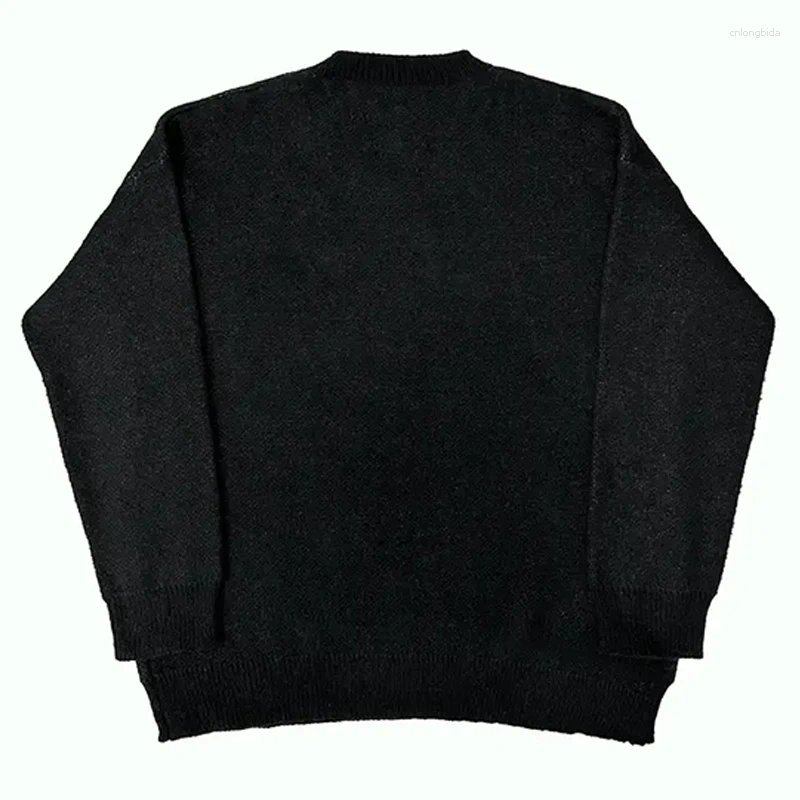 Mens Sweaters Men Autumn Winter Casual Sweater Streetwear Knitted Retro Gothic Portrait Print Pullover Hip Hop Graphic Harajuku Vintage