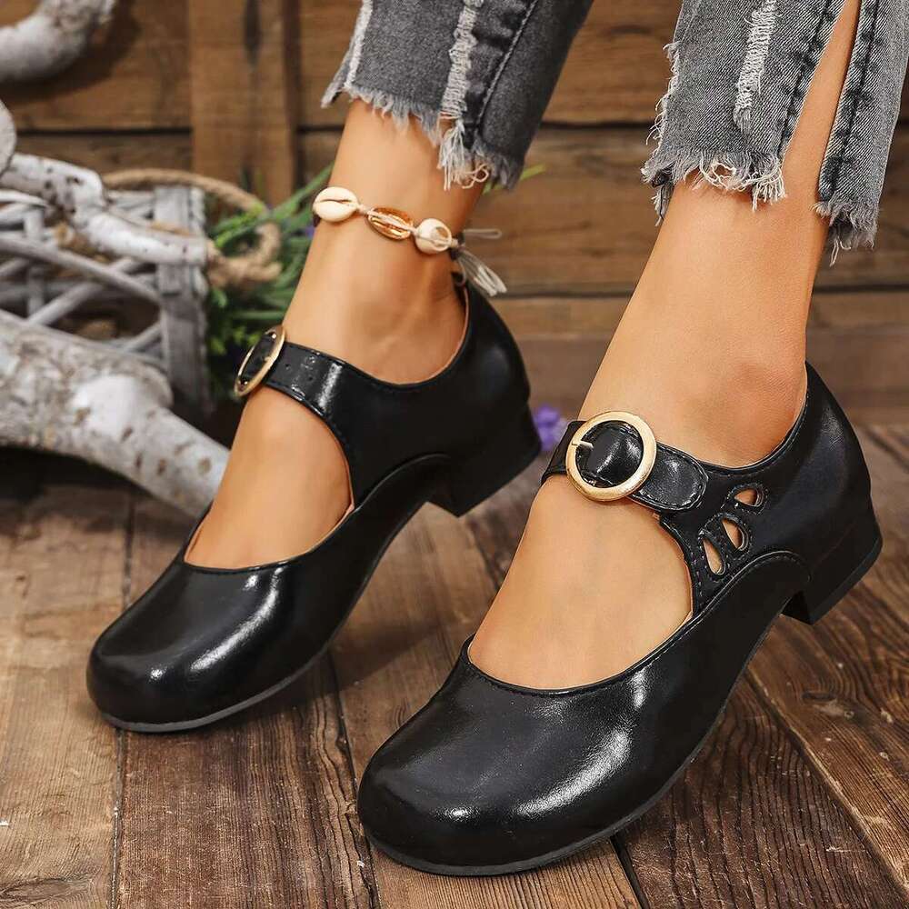 Casual Buckle Strap Mary Jane for Women Spring Summer Comfort Low Heel Pumps Woman Lightweight Soft Sole Dress Shoes