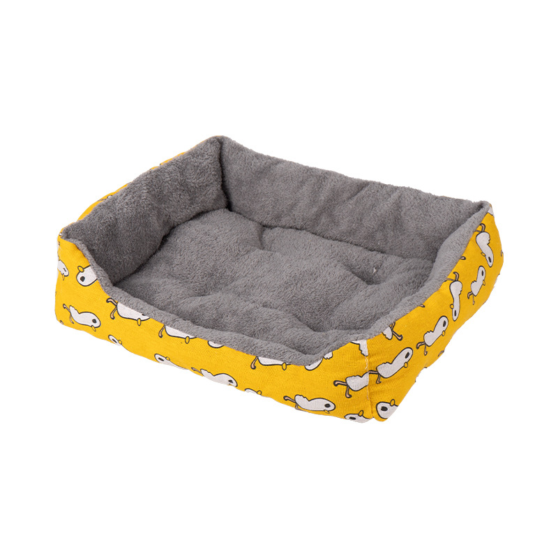 Pet Winter Nest - Cozy Rectangle-Shaped Kennel with Stylish Animal Pattern Cushions for Dogs & Cats