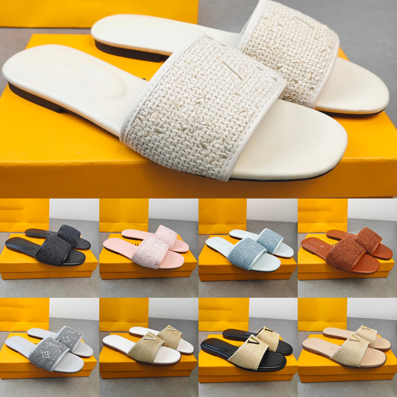 Women Designer sandals for womensslipper mens casual loafers shoes woven slippers outdoor beach slidesflat bottom with buckle unisex genuine leather 12