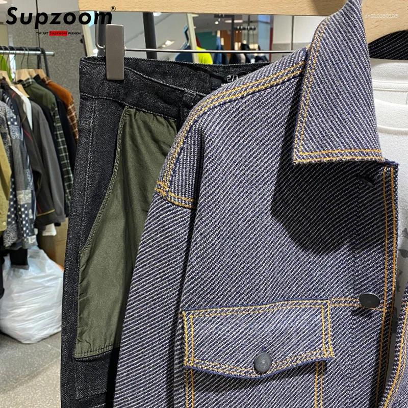 Men's Jackets Supzoom Arrival Top Fashion Men Casual Single Breasted Cotton Turn-down Collar Short Bomber Denim Jacket