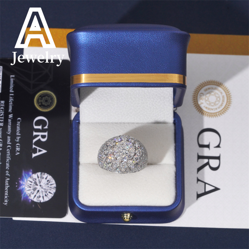 New Hip Hop Moissanite 925 Sterling Silver personality precision Mens street fashion ring Bestseller