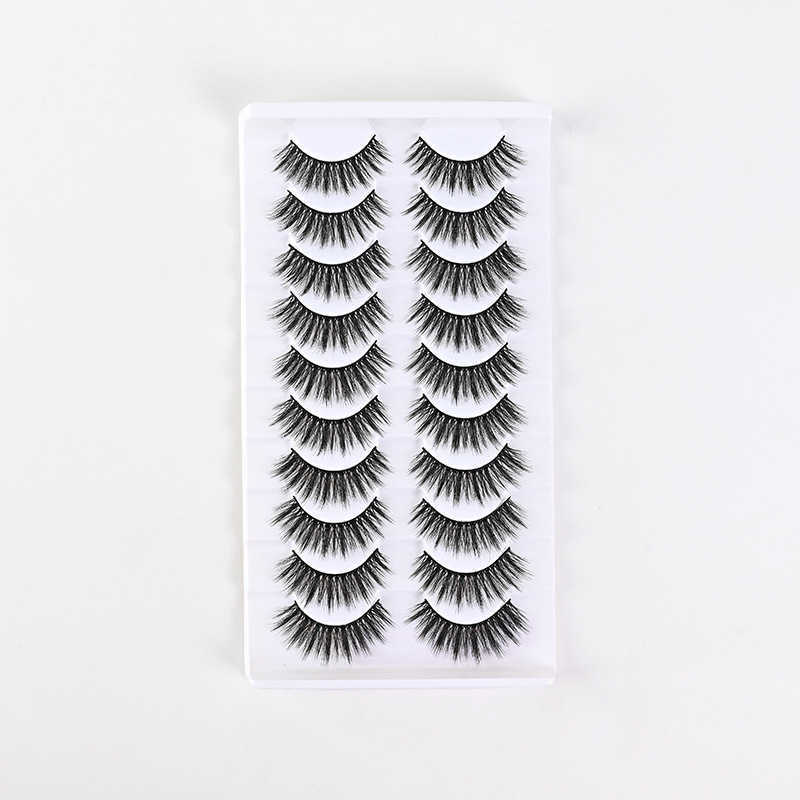 10 pairs of thick double eyelid false eyelashes whole black hard stem stage natural eyelashes W250324