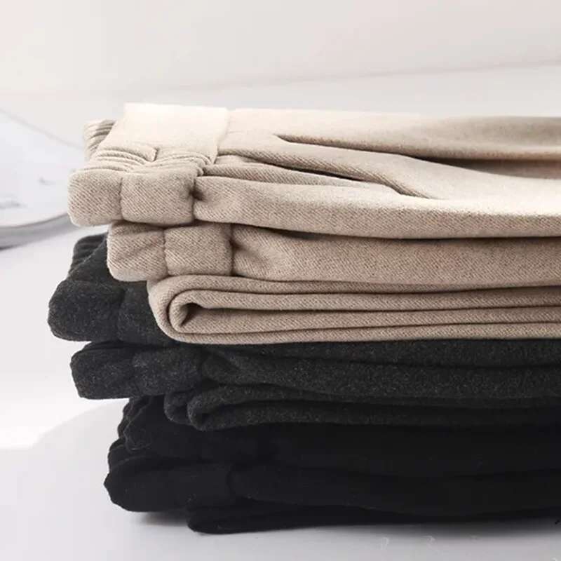 Woolen Women's 2025 Spring Autumn And Winter New High-Waist Thin Radish Trousers Feet Harem Pants Female L525