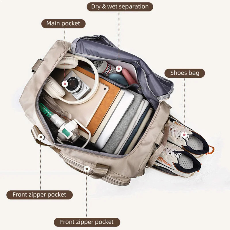 Women Travel Duffle Bag Travel Backpack Mulit-functional Outdoor Sports Gym Fitness Weekender Handbag Overnight Carry on Men Bag 250314