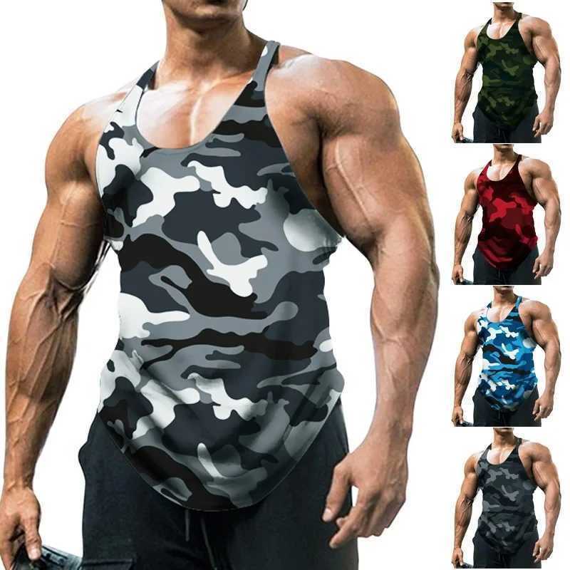 New mens camouflage printed vest 3D fashionable cool gym vest mens popular fitness sports sleeveless top X250324