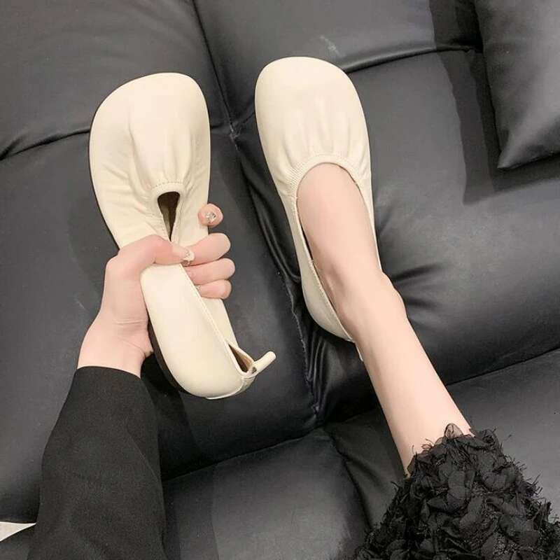 Genuine Spring Autumn Handmade Ballerina Loafers Comfortable Soft Leather Women Flats Shoes